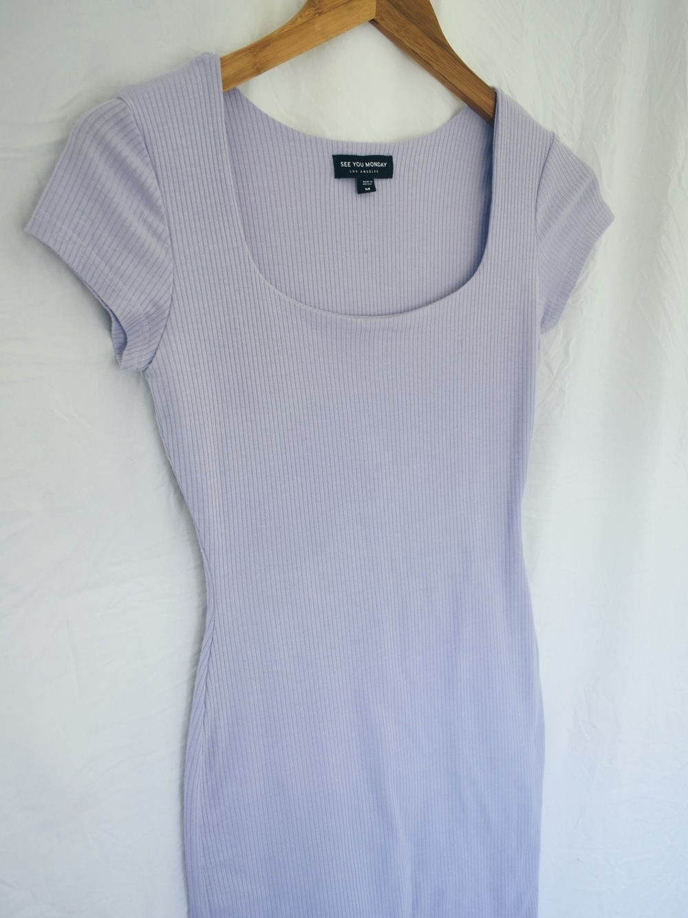 See You Monday Lilac Ribbed Mini Dress